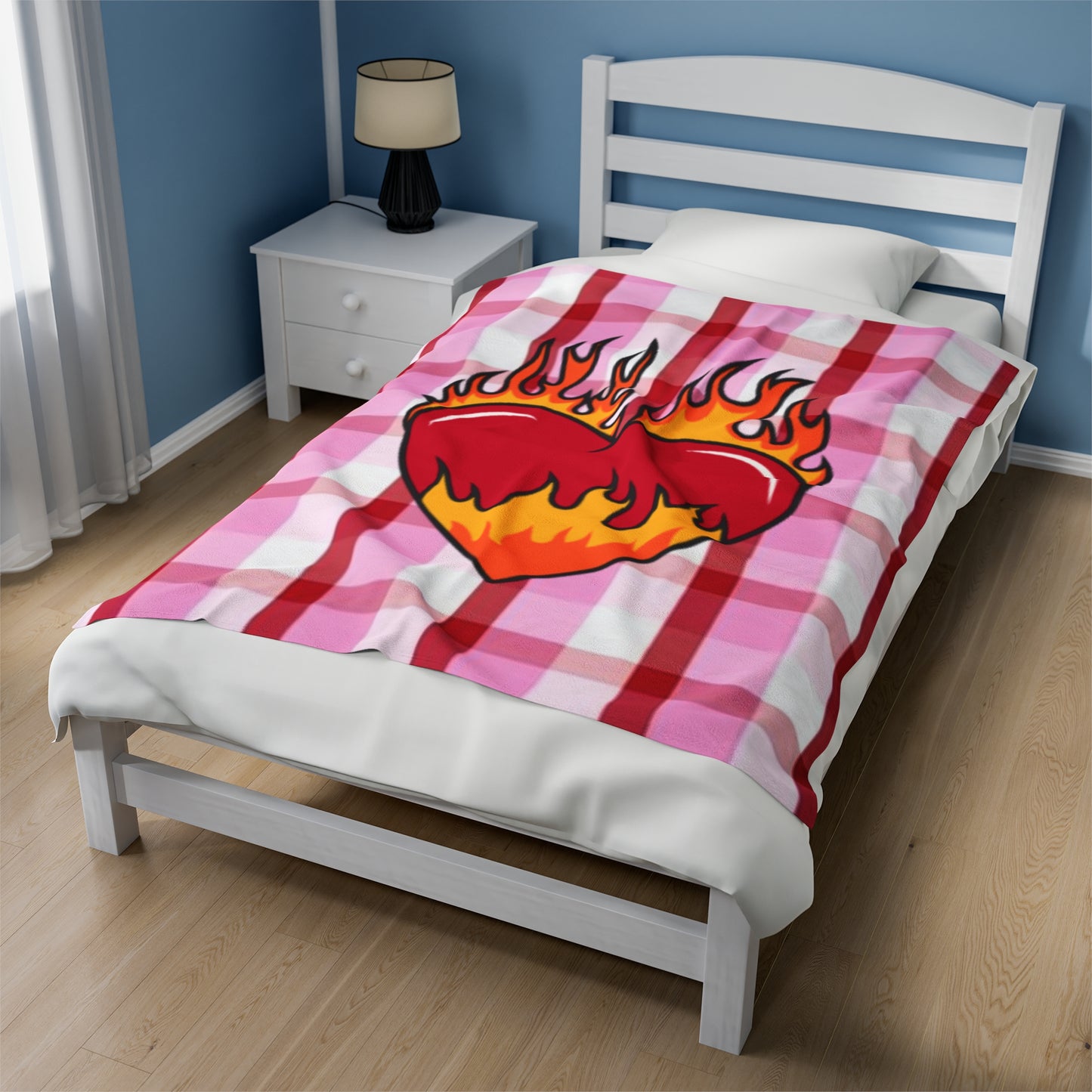 Burning Heart Valentine Velveteen Plush Blanket