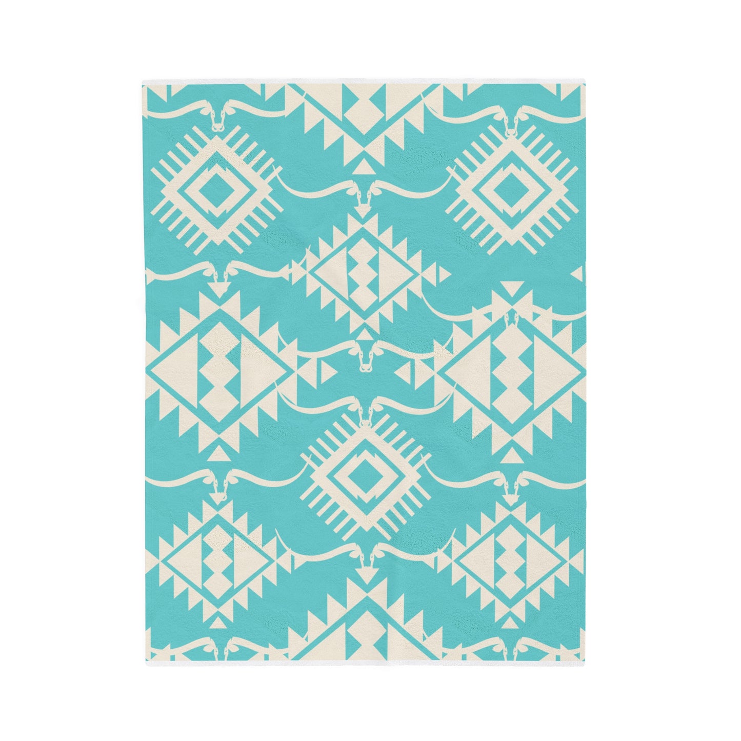 Southwest Turquoise Steer Velveteen Plush Blanket