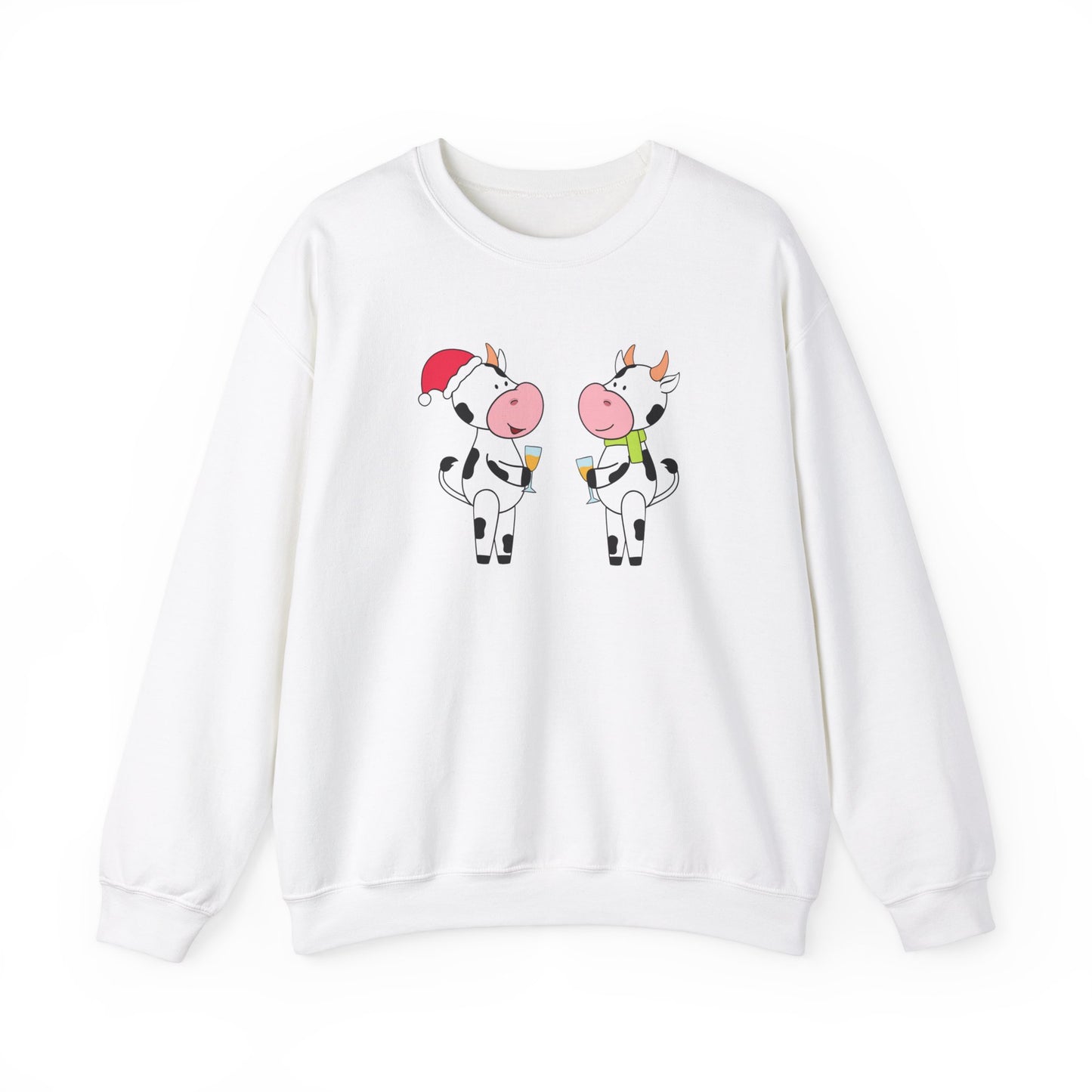 Christmas Party Perks Cow Meet Unisex Heavy Blend™ Crewneck Sweatshirt