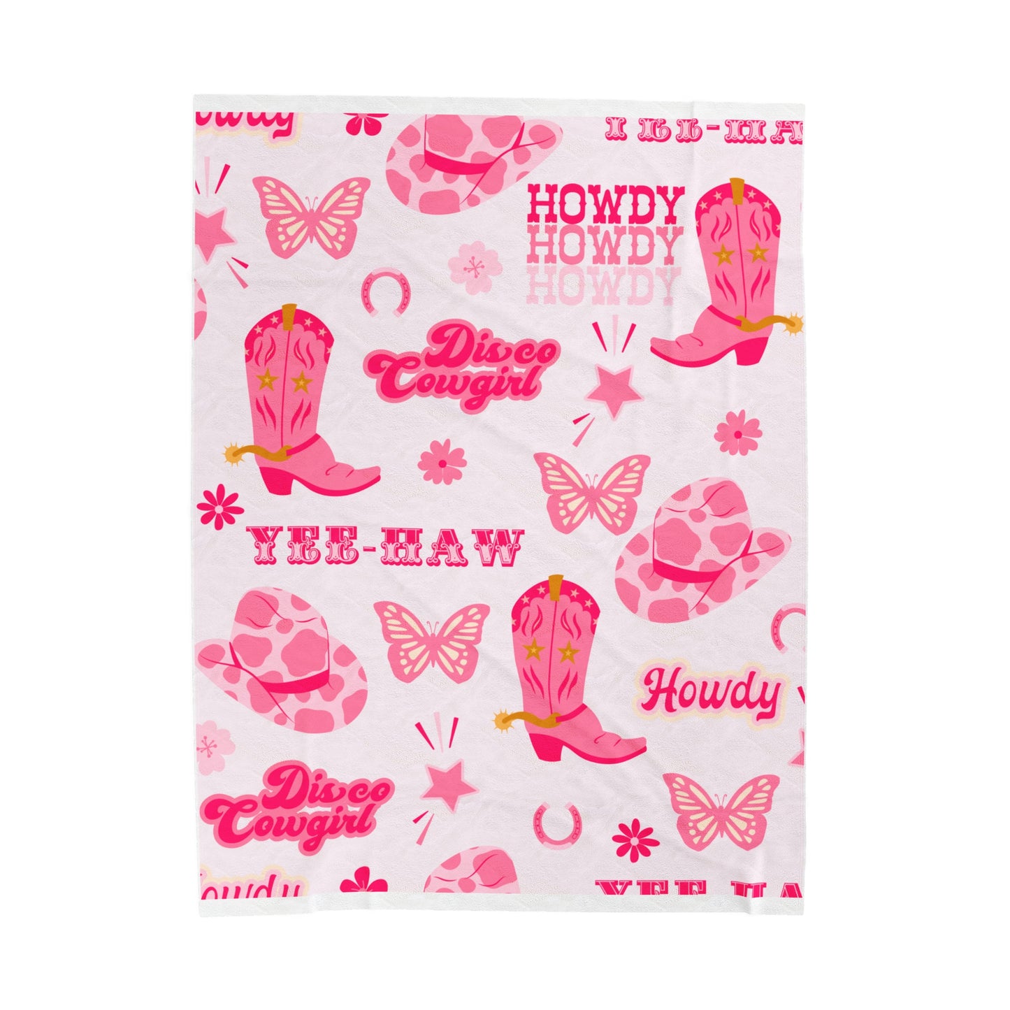 Plush Blanket - Yeehaw Howdy Pink Western Design