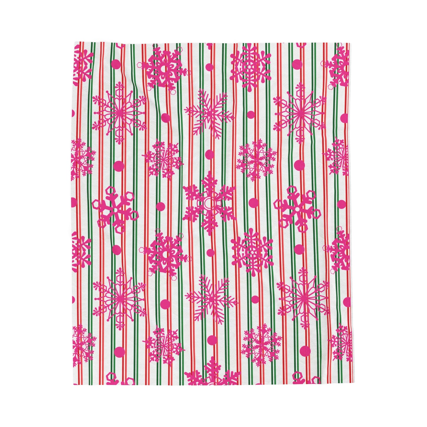 Pink Candy Snowflakes Velveteen Plush Blanket