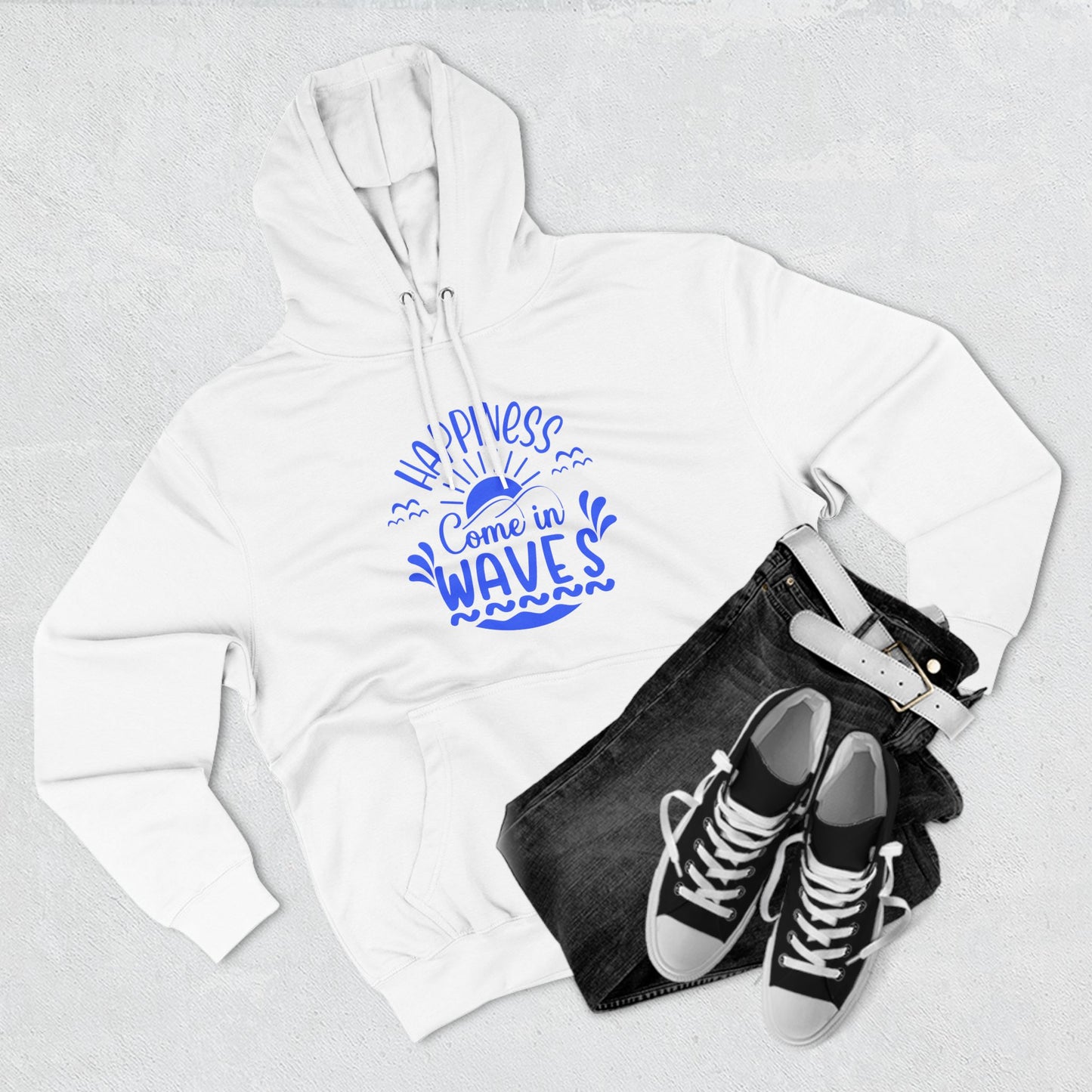 Happiness Waves Three-Panel Fleece Hoodie