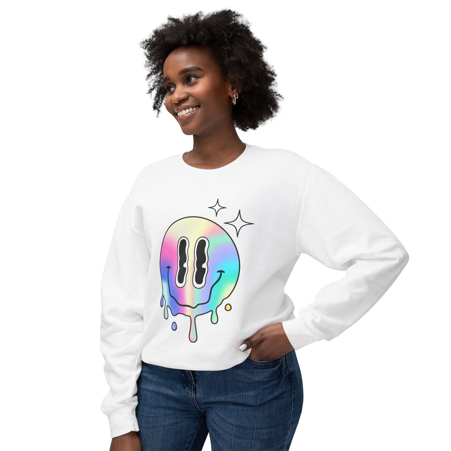 Smiley Melt Unisex Lightweight Crewneck Sweatshirt