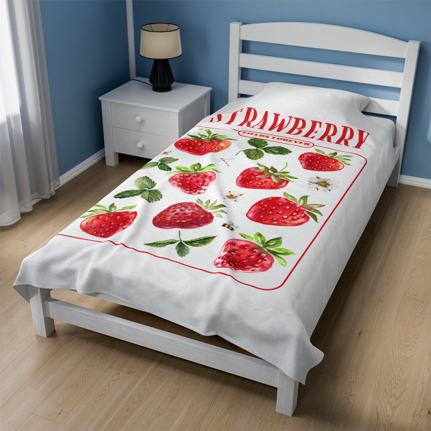 Strawberry Fields Velveteen Plush Blanket