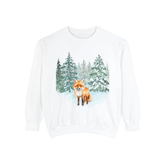 Snow Fox Unisex Garment-Dyed Sweatshirt