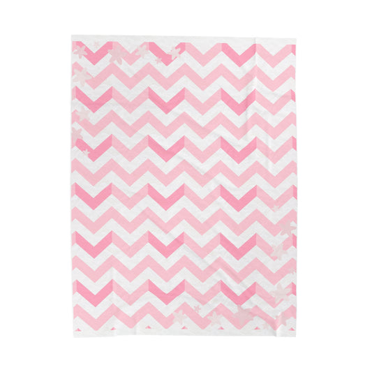 Velveteen Plush Blanket - Pink Chevron Cozy