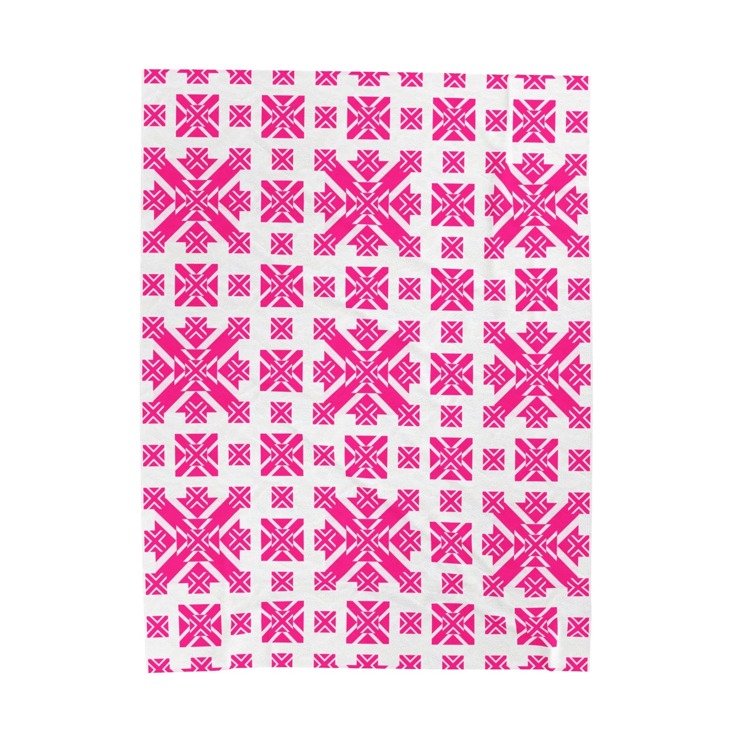 Pink Argyle Snowflake Velveteen Plush Blanket