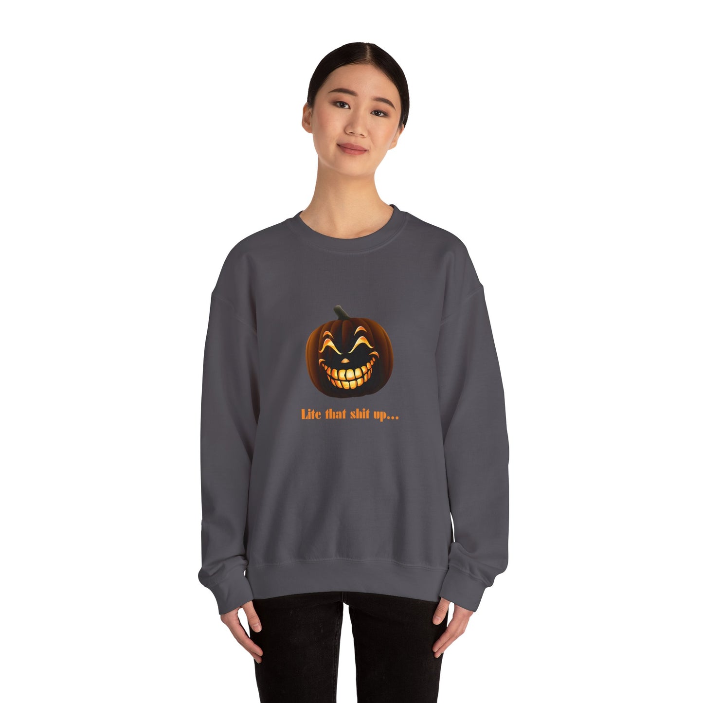 Lite That Shit Up Halloween Adult Unisex Heavy Blend™ Crewneck Sweatshirt