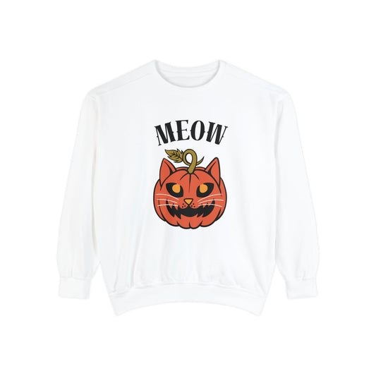 Meow Pumpkin Unisex Garment-Dyed Sweatshirt