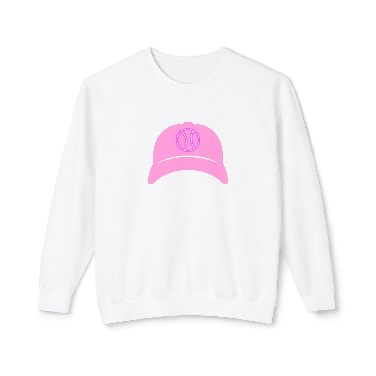 Pink Ballcap Unisex Lightweight Crewneck Sweatshirt