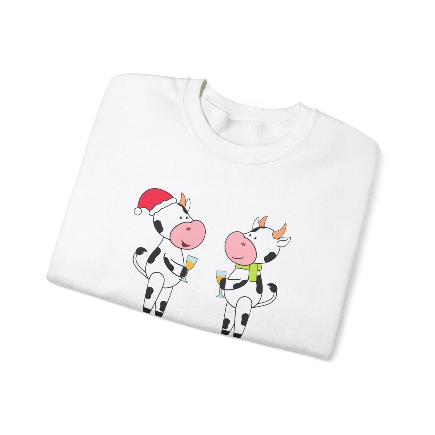 Christmas Party Perks Cow Meet Unisex Heavy Blend™ Crewneck Sweatshirt