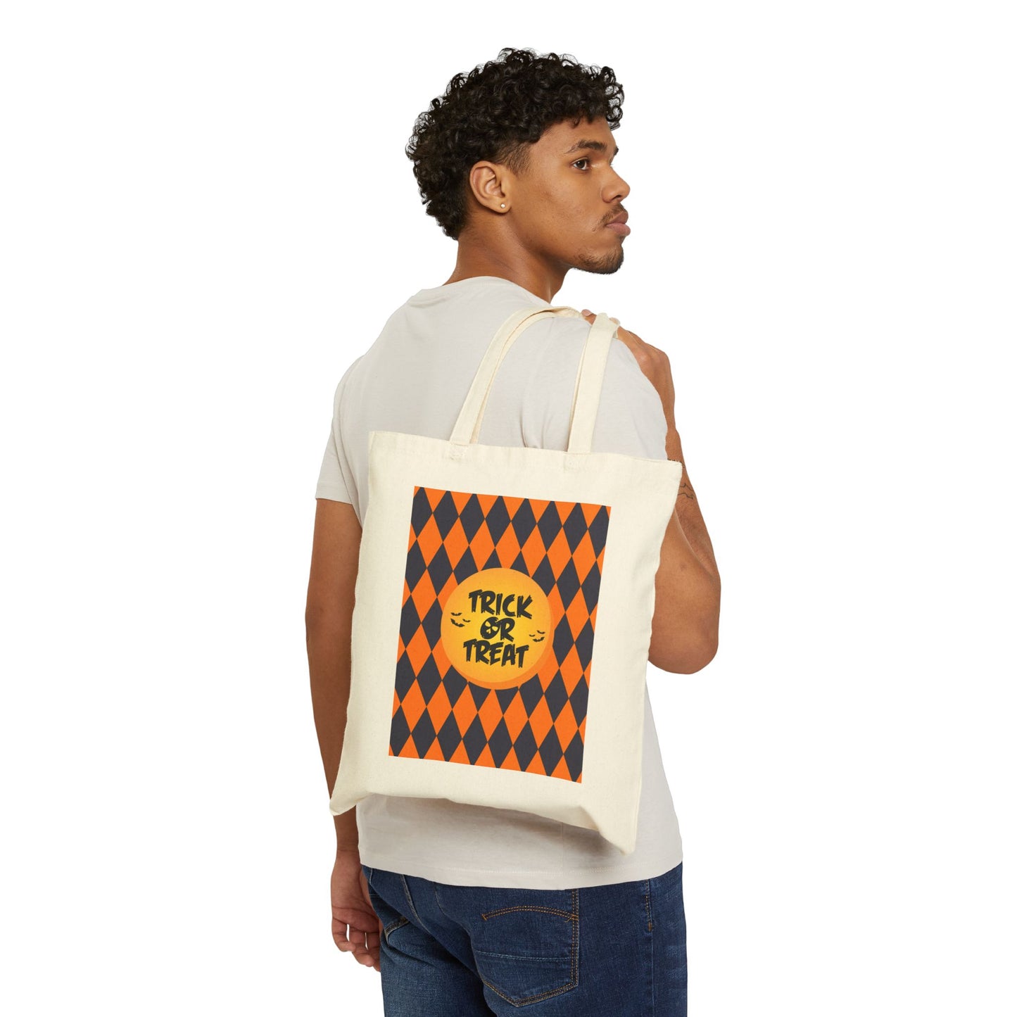 Diamond Trick or Treat Cotton Canvas Tote Bag