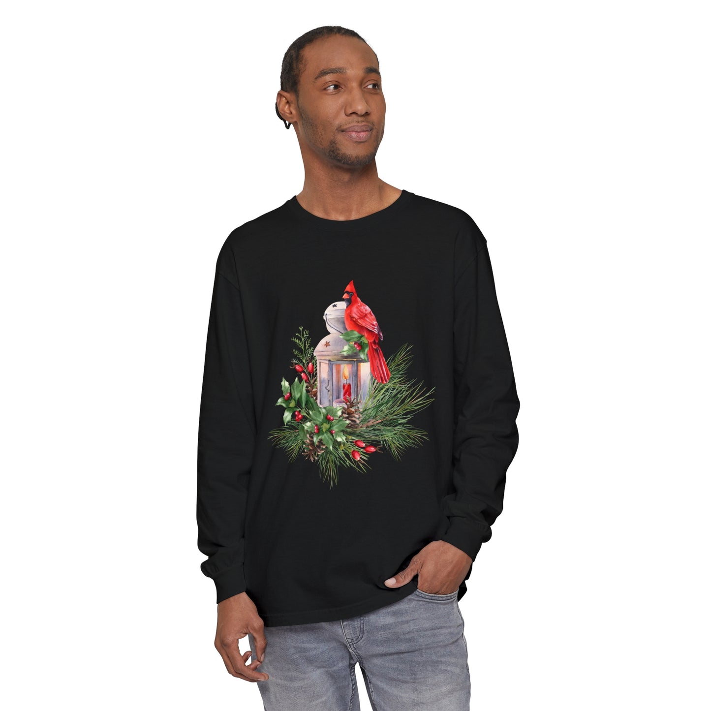 Winter Cardinal Unisex Garment-dyed Long Sleeve T-Shirt