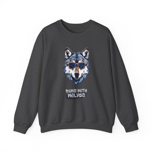 Runs With Wolves Unisex Heavy Blend™ Crewneck Sweatshirt