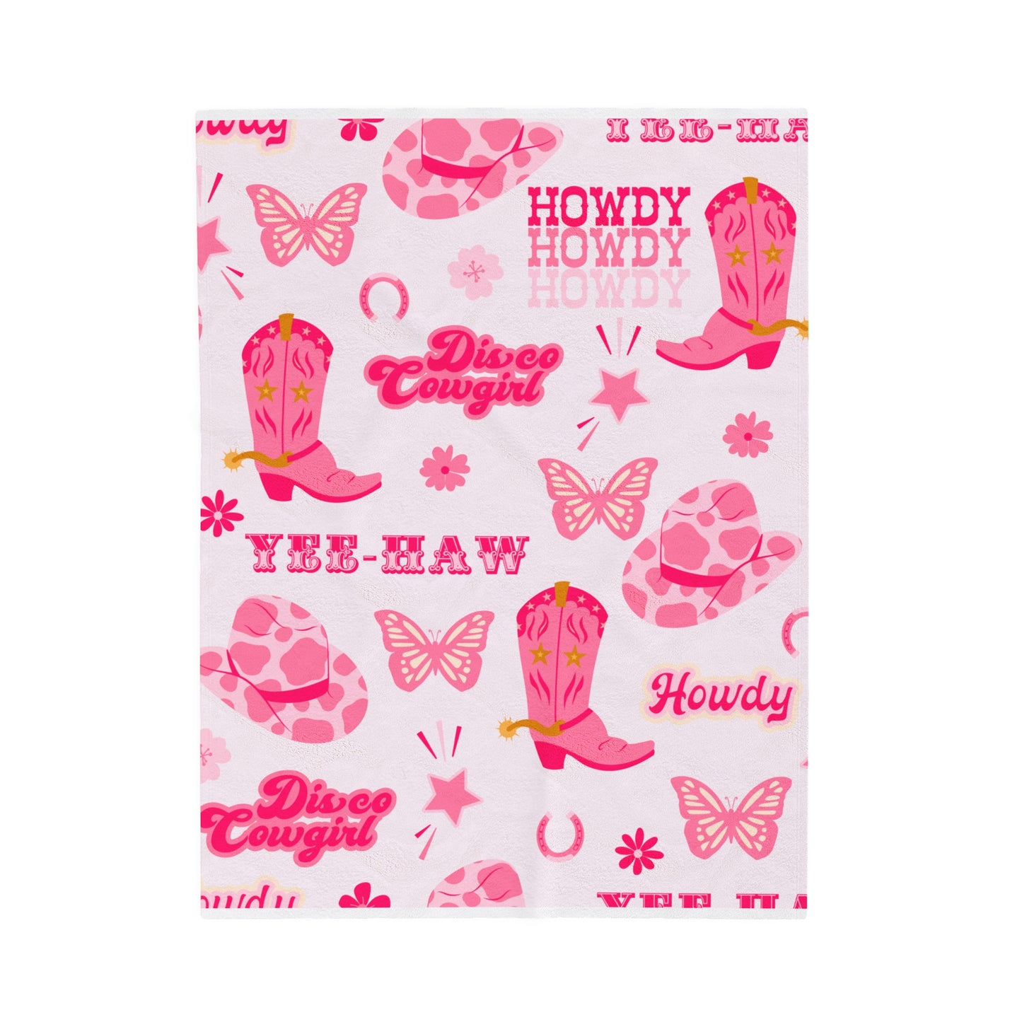 Plush Blanket - Yeehaw Howdy Pink Western Design