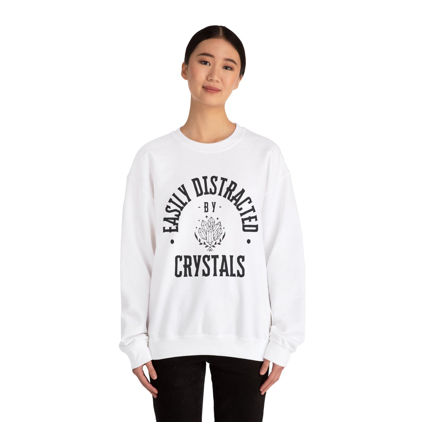 Easily Distracted by Crystals Unisex Heavy Blend™ Crewneck Sweatshirt