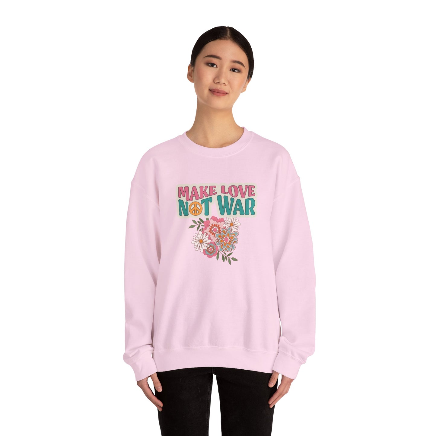 Love Not War Floral Unisex Heavy Blend™ Crewneck Sweatshirt