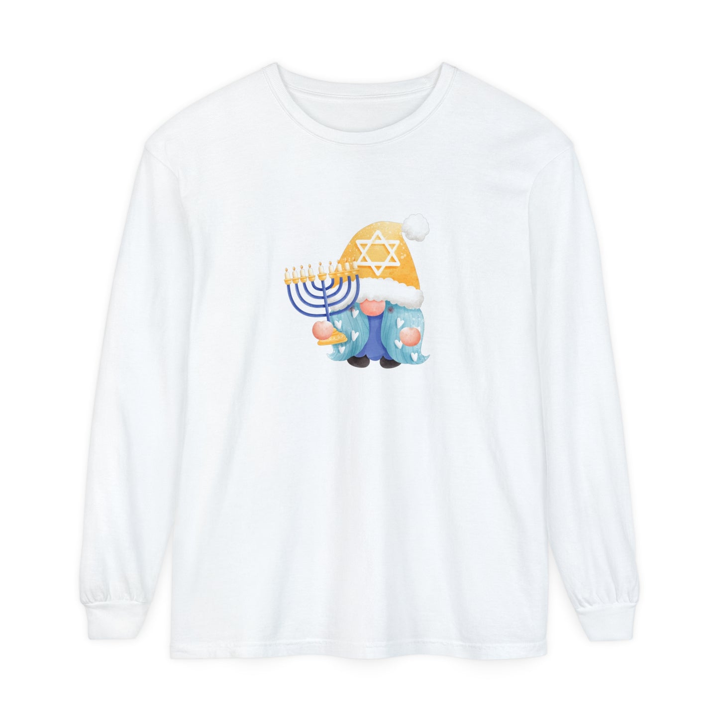 Hanukkah Gnome Unisex Garment-dyed Long Sleeve T-Shirt