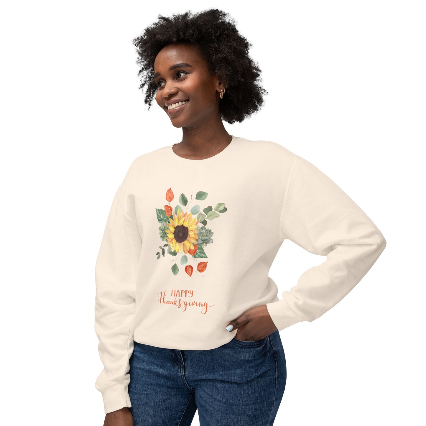 Floral TG Unisex Lightweight Crewneck Sweatshirt