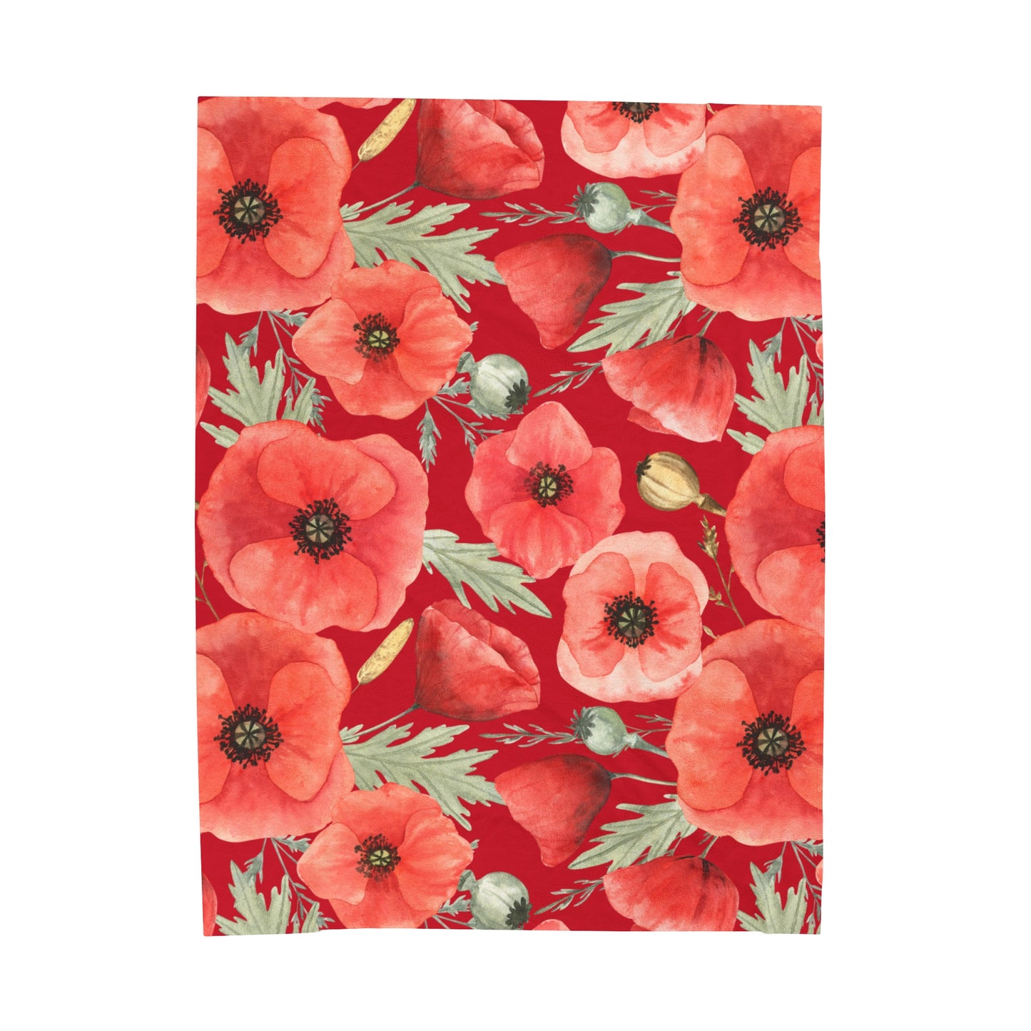 Poppies Velveteen Plush Blanket