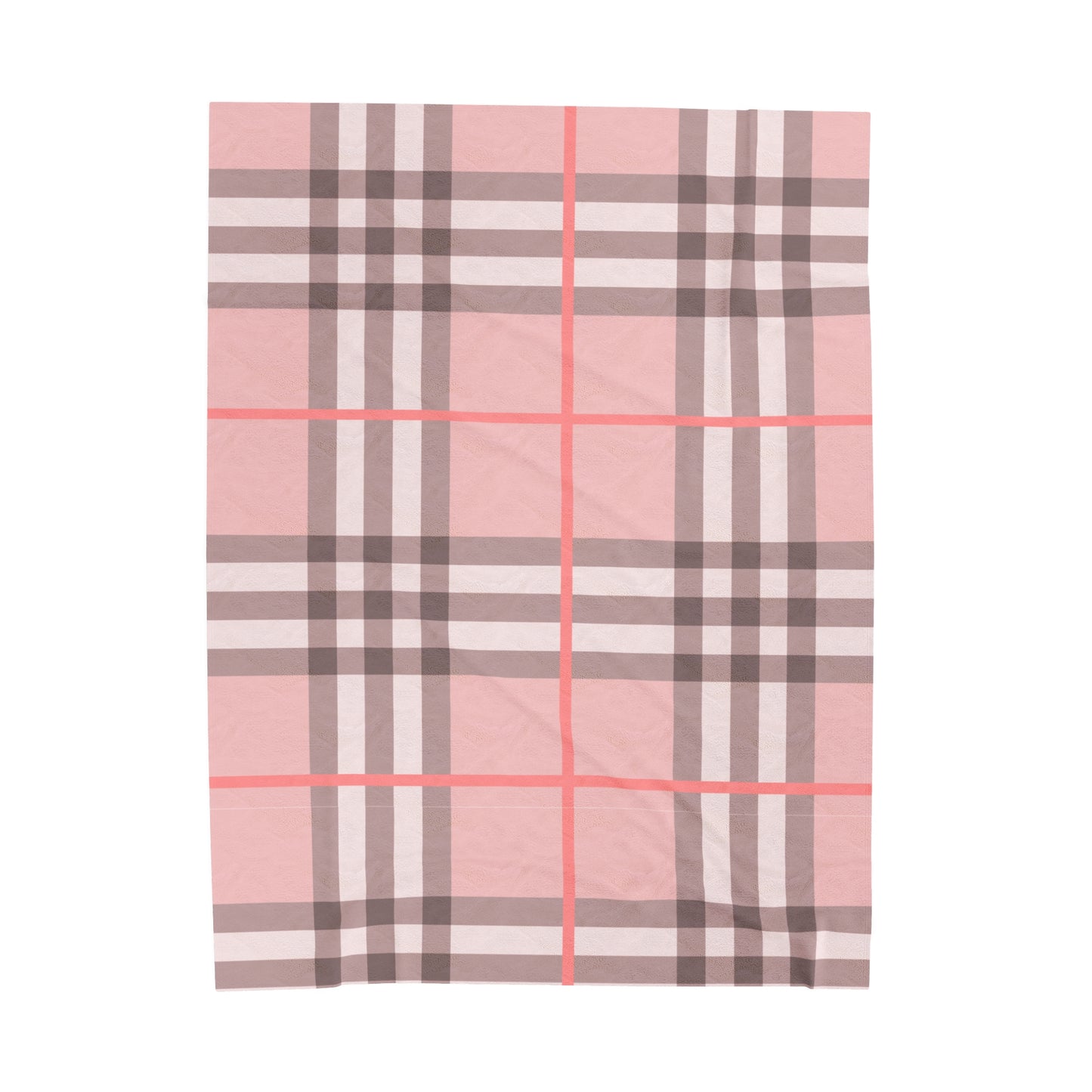 Pink Plaid Velveteen Plush Blanket