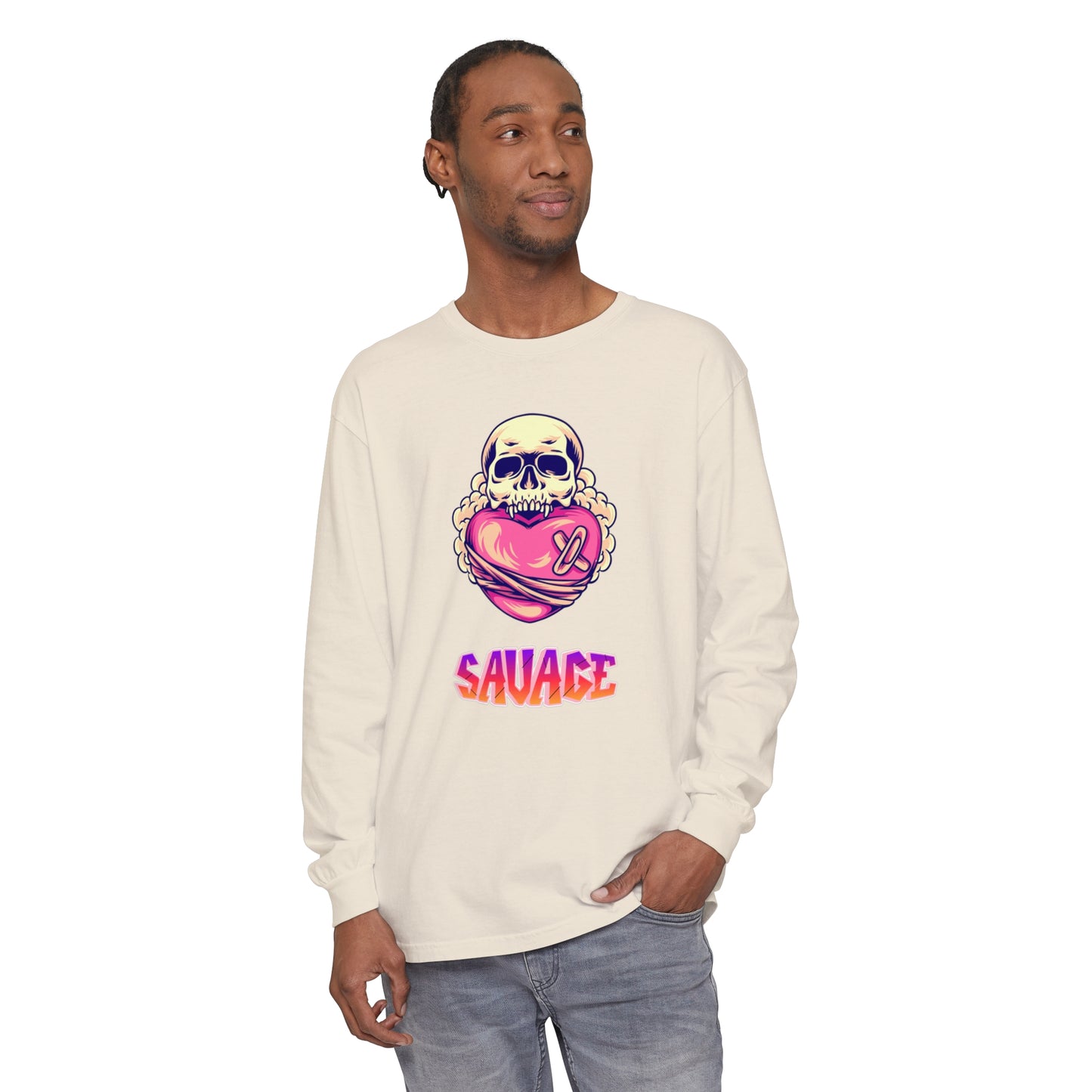 Savage Heart Unisex Garment-dyed Long Sleeve T-Shirt