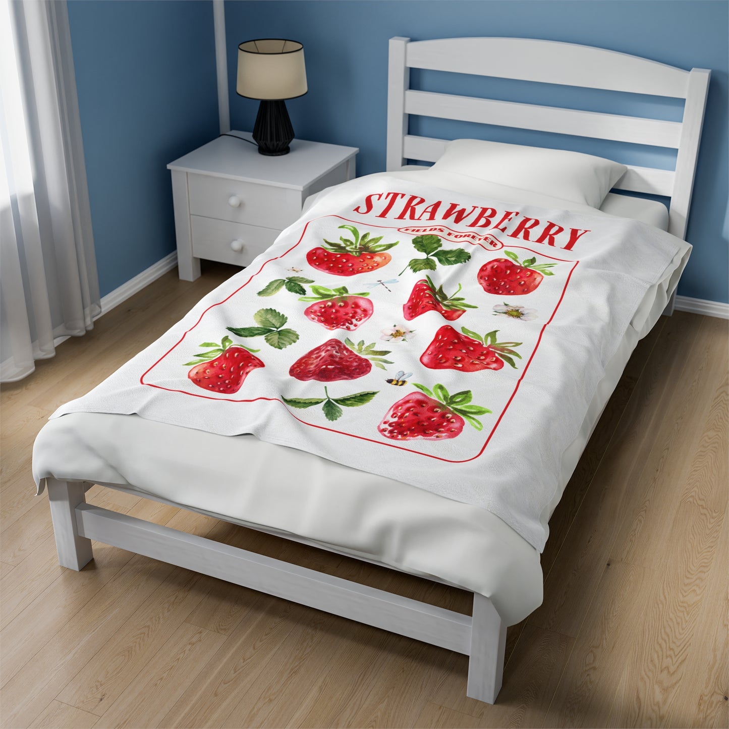 Strawberry Fields Velveteen Plush Blanket