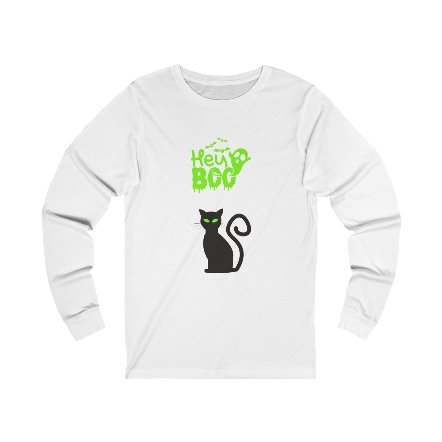 Hey Boo Blk Cat Unisex Jersey Long Sleeve Tee