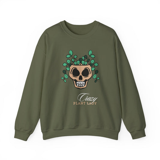 Crazy Plant Lady Skull Unisex Heavy Blend™ Crewneck Sweatshirt