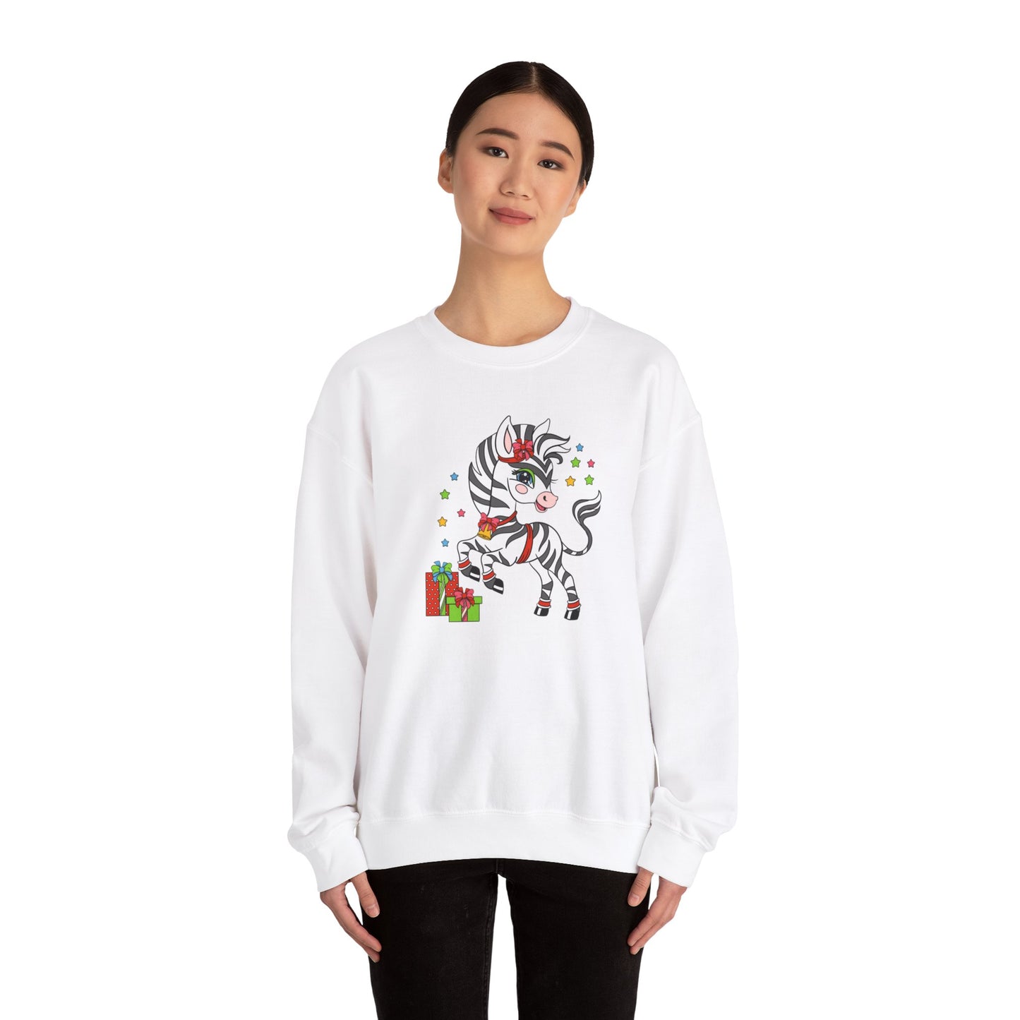 Zebra Christmas Unisex Heavy Blend™ Crewneck Sweatshirt