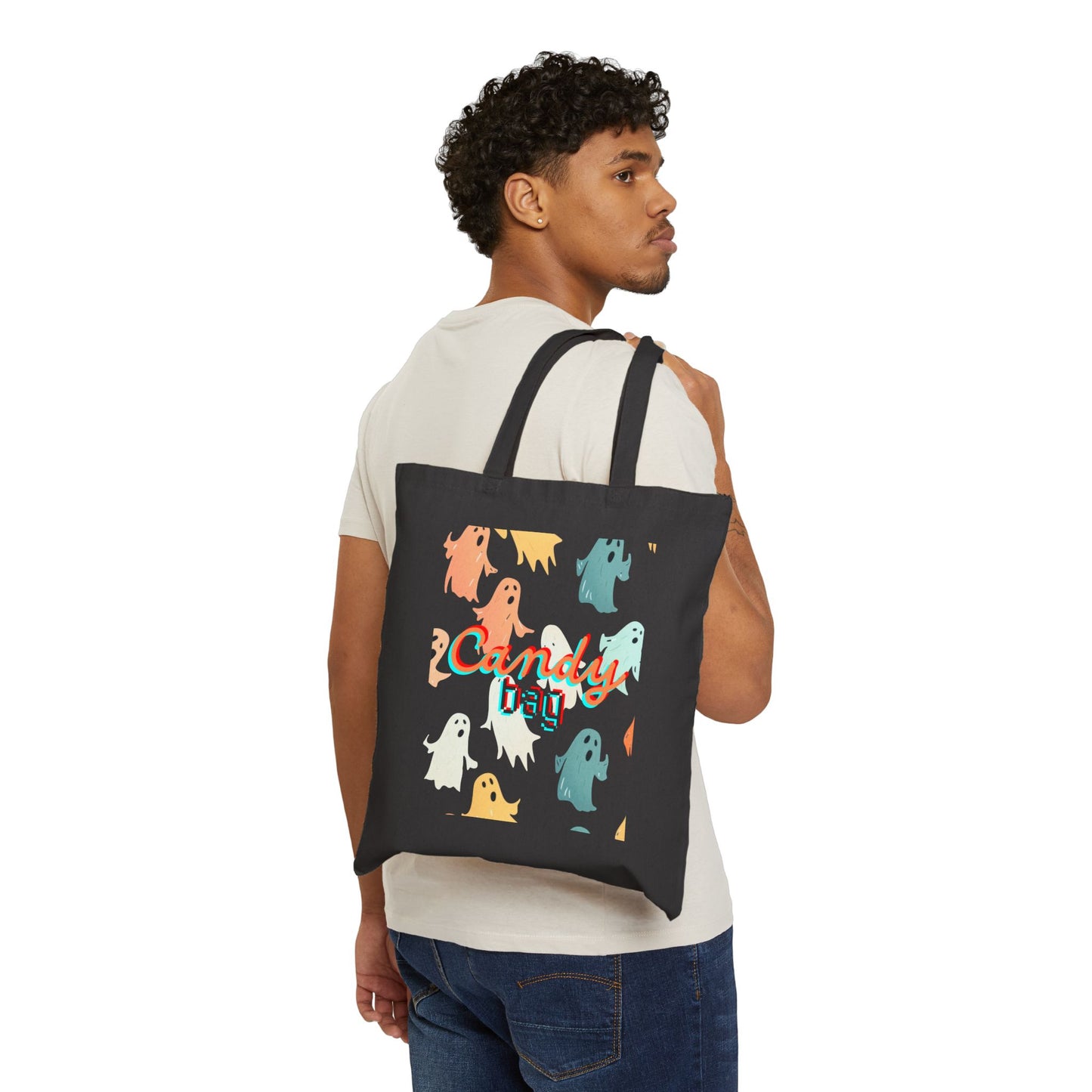 Friendly Ghosts Trick or Treat Cotton Canvas Tote Bag