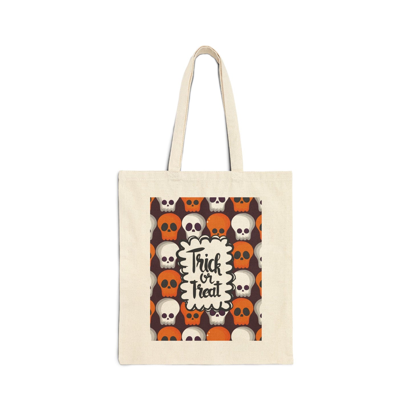 Skulls Trick or Treat Cotton Canvas Tote Bag