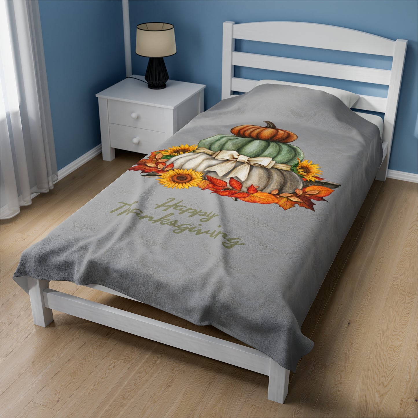 Happy Thanksgiving Velveteen Plush Blanket