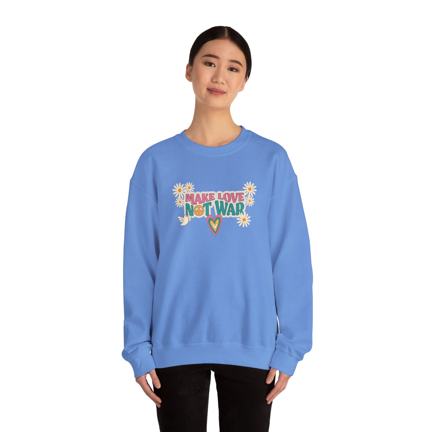 Love Not War Heart Unisex Heavy Blend™ Crewneck Sweatshirt