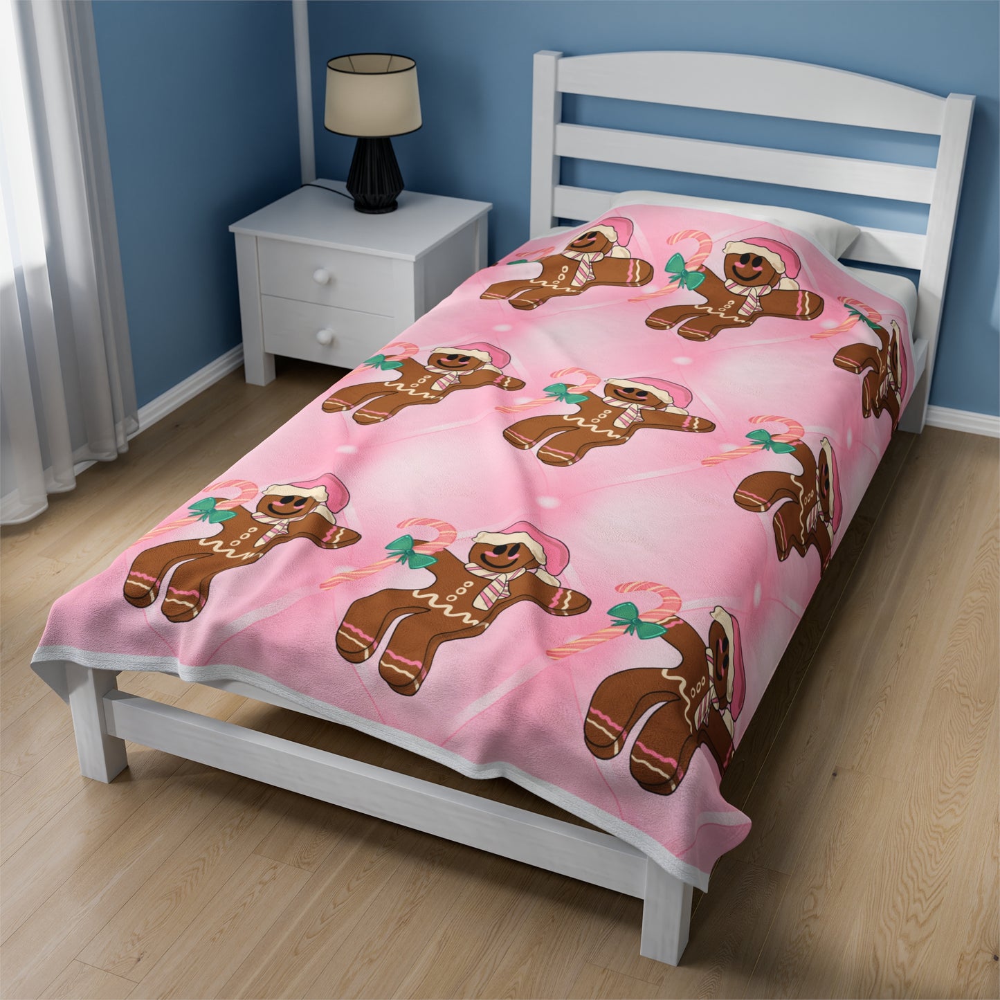 Pink Gingerbread Velveteen Plush Blanket