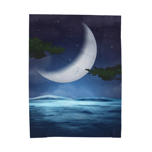 Ocean Moon Velveteen Plush Blanket