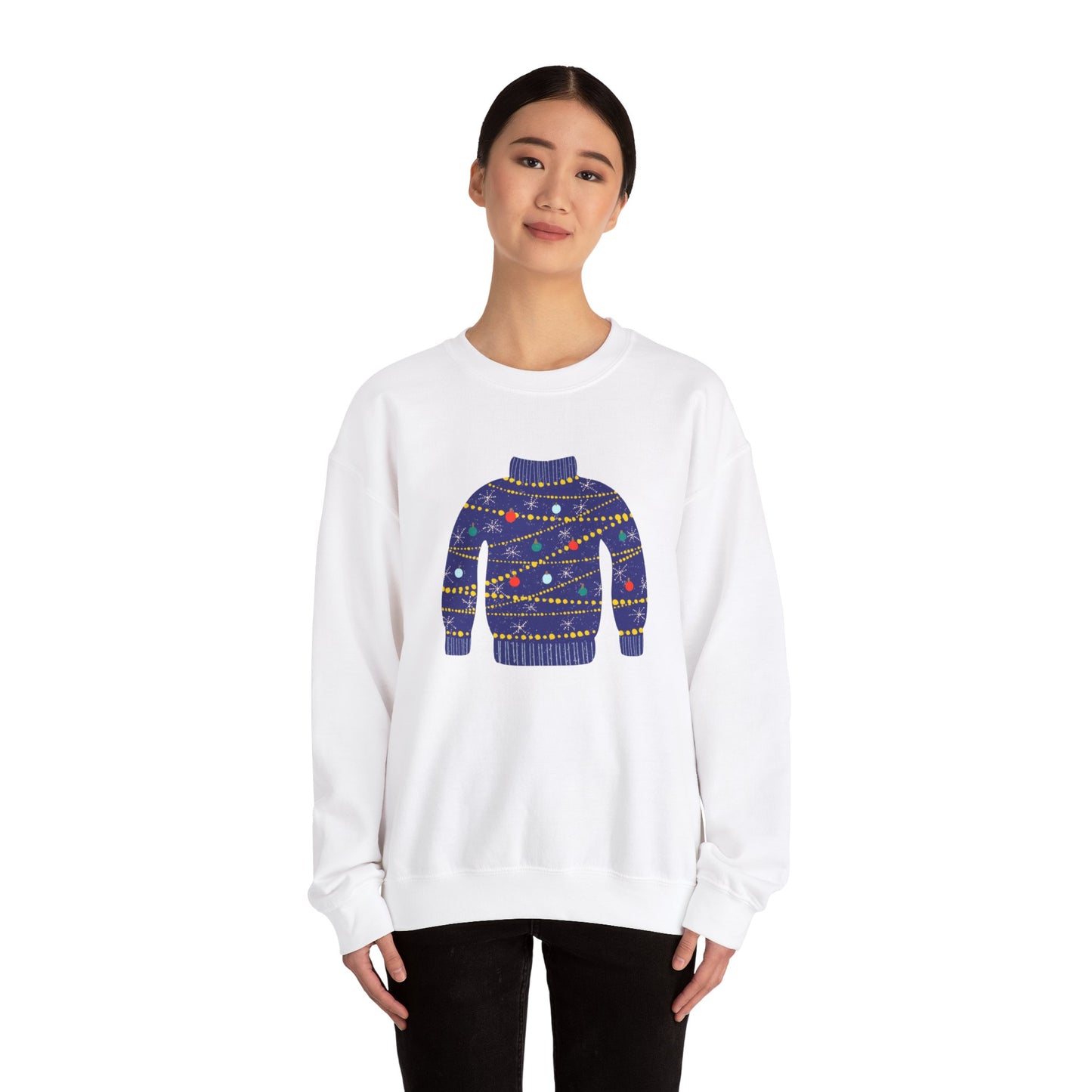 Ugly Blue Christmas Sweater Unisex Heavy Blend™ Crewneck Sweatshirt