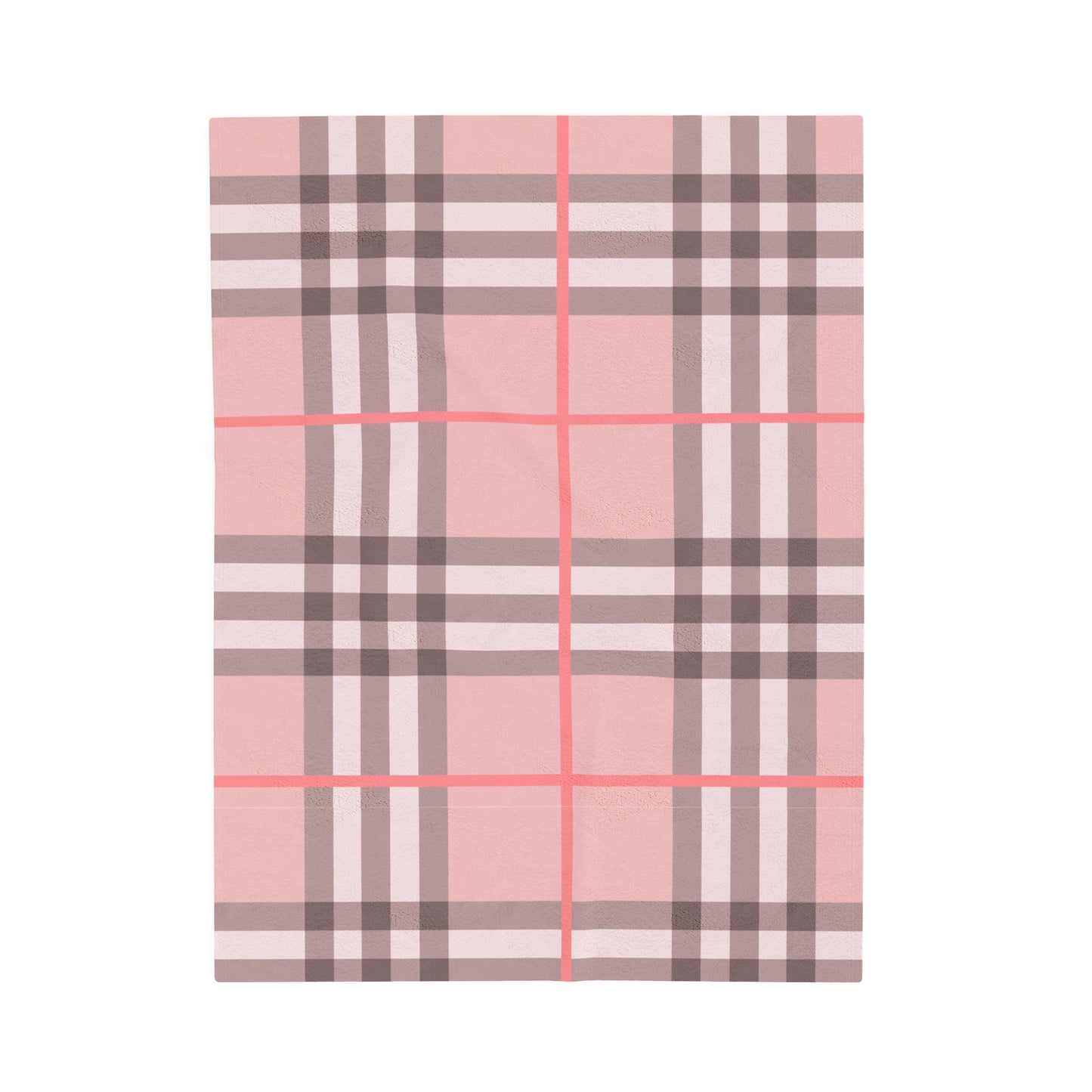 Pink Plaid Velveteen Plush Blanket