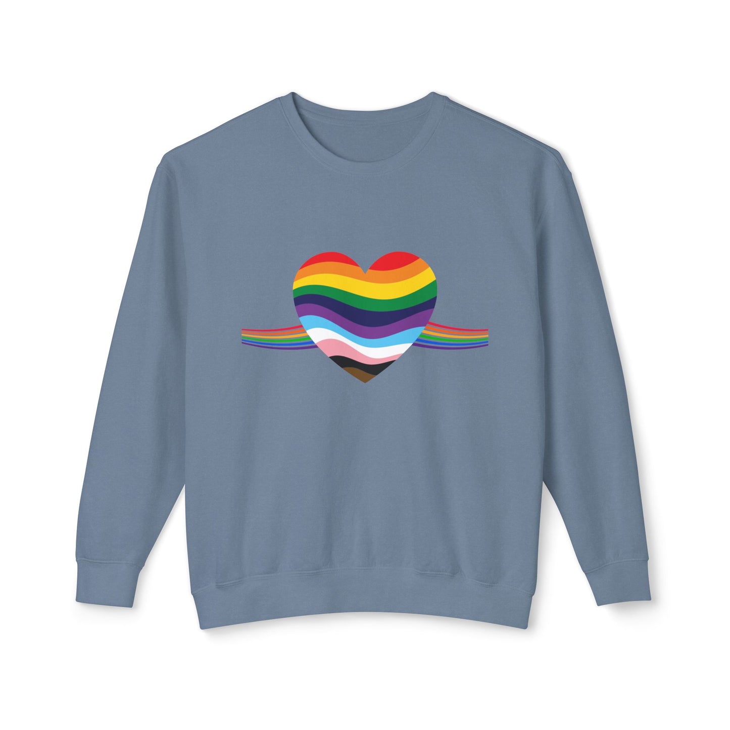 Rainbow Heart Unisex Lightweight Crewneck Sweatshirt