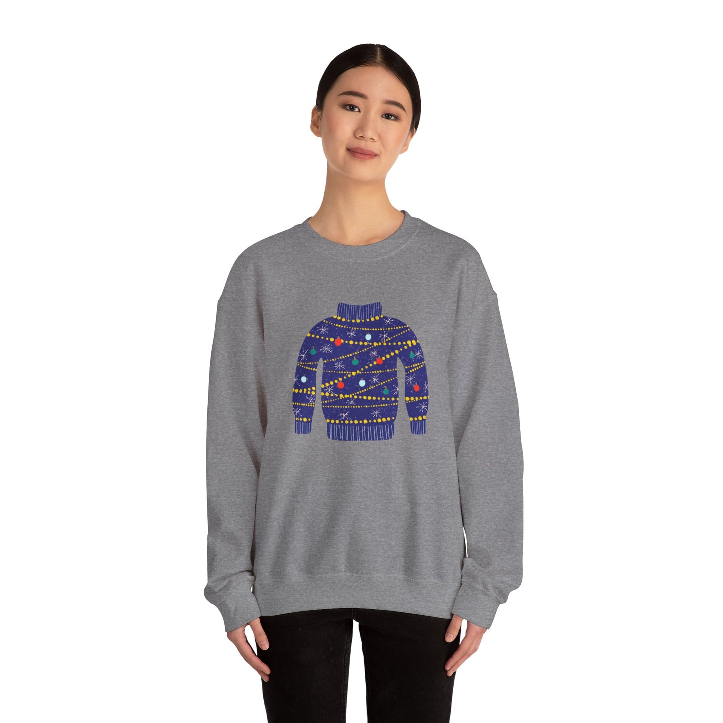 Ugly Blue Christmas Sweater Unisex Heavy Blend™ Crewneck Sweatshirt