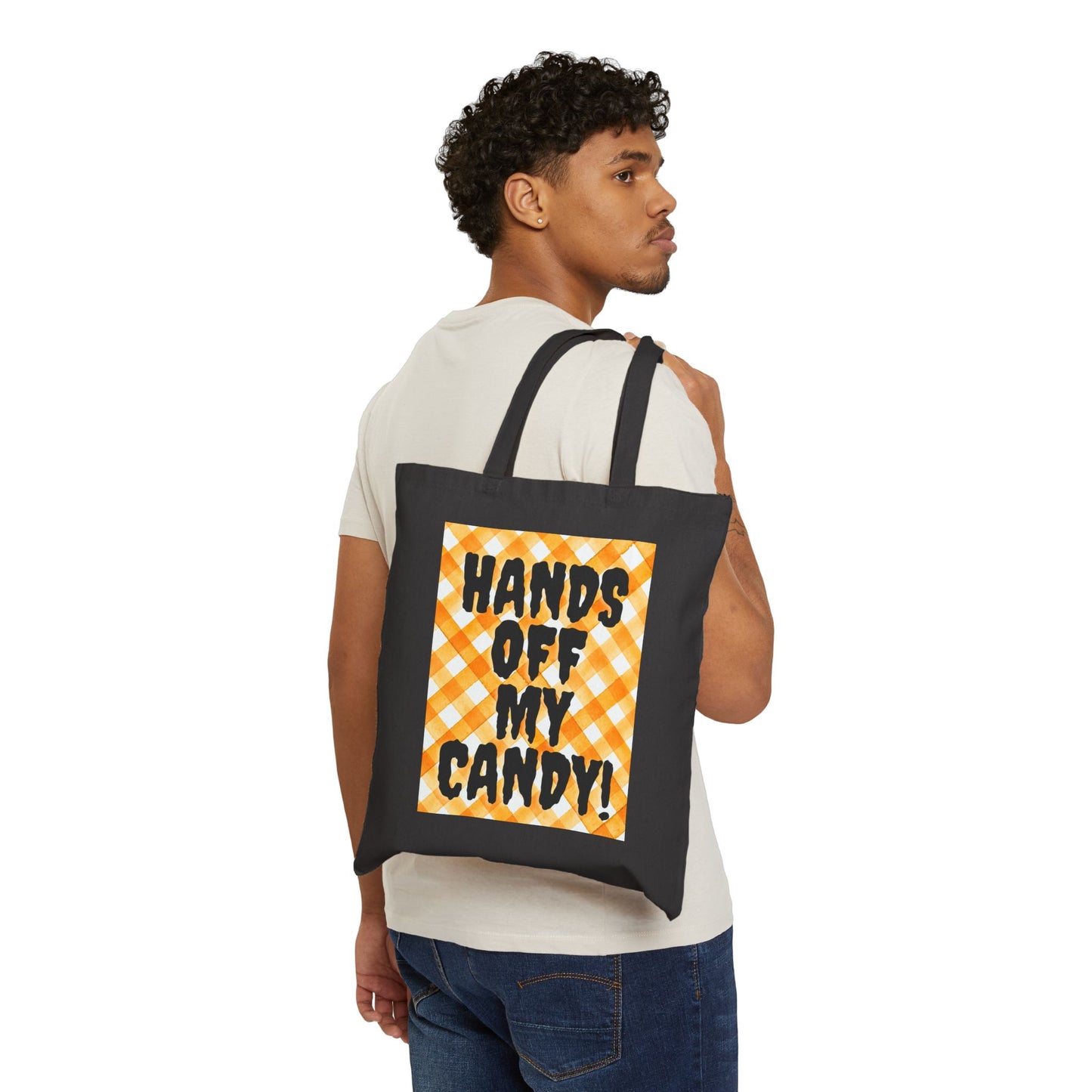 Hands Off Trick or Treat Cotton Canvas Tote Bag