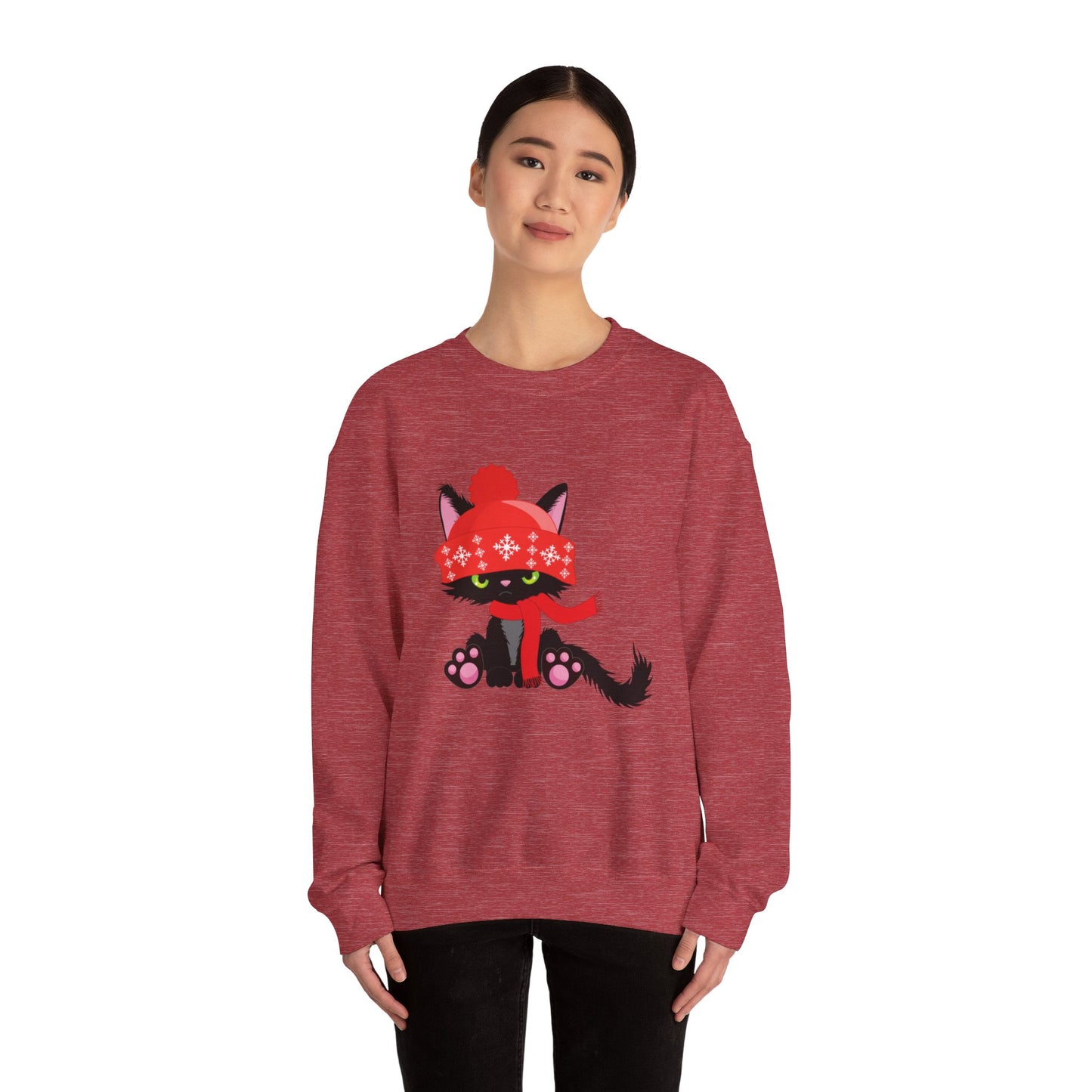 Cold Black Kitty Unisex Heavy Blend™ Crewneck Sweatshirt