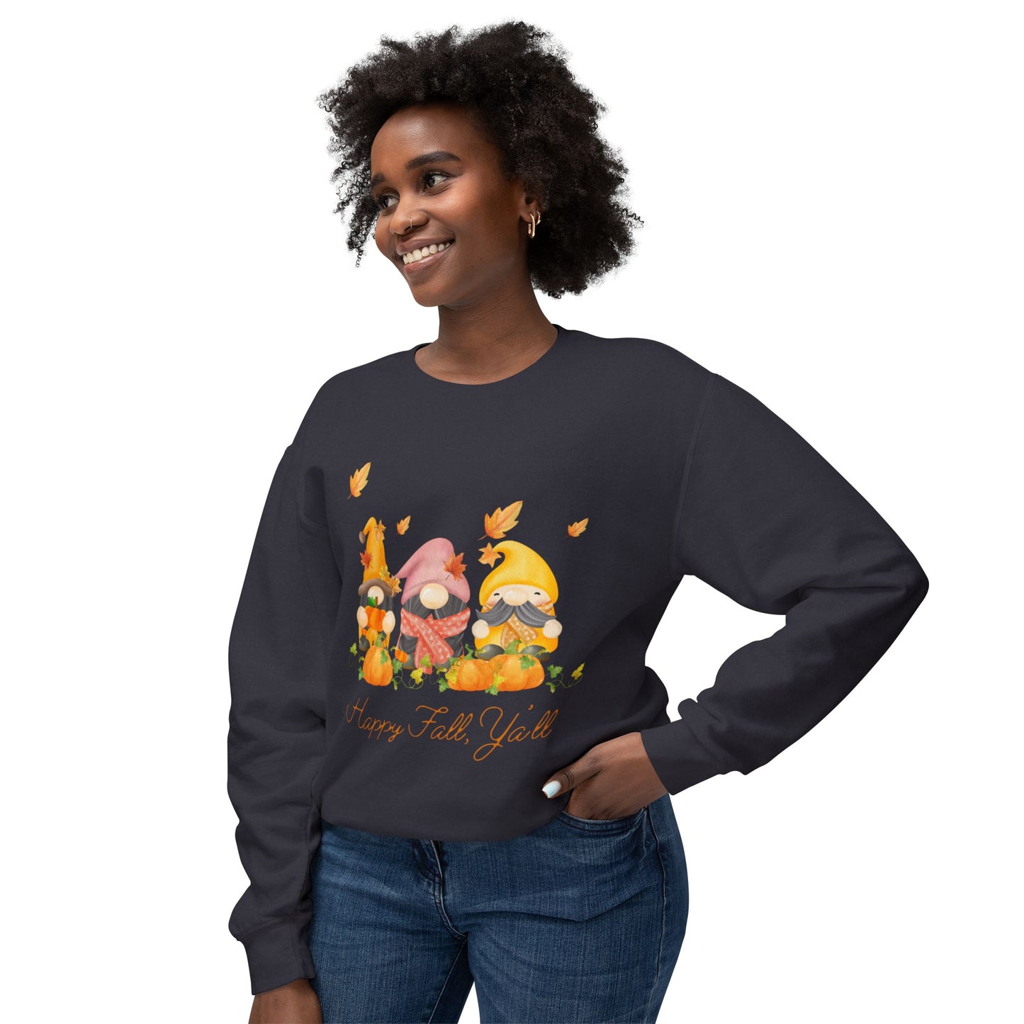 Fall Gnomies Unisex Lightweight Crewneck Sweatshirt