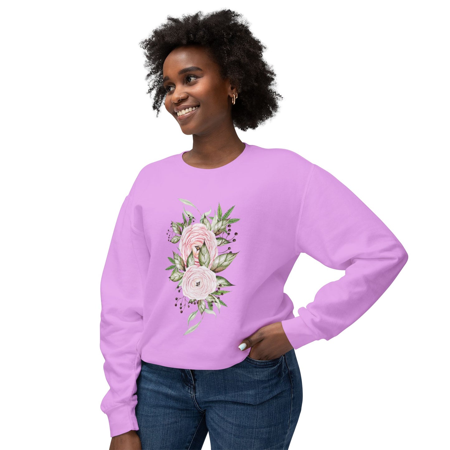 Pastel Peonies Unisex Lightweight Crewneck Sweatshirt