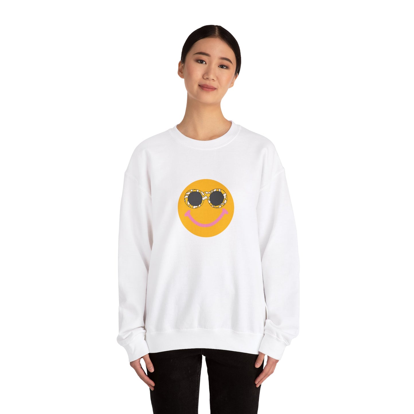 Hippy Happy Face Unisex Heavy Blend™ Crewneck Sweatshirt