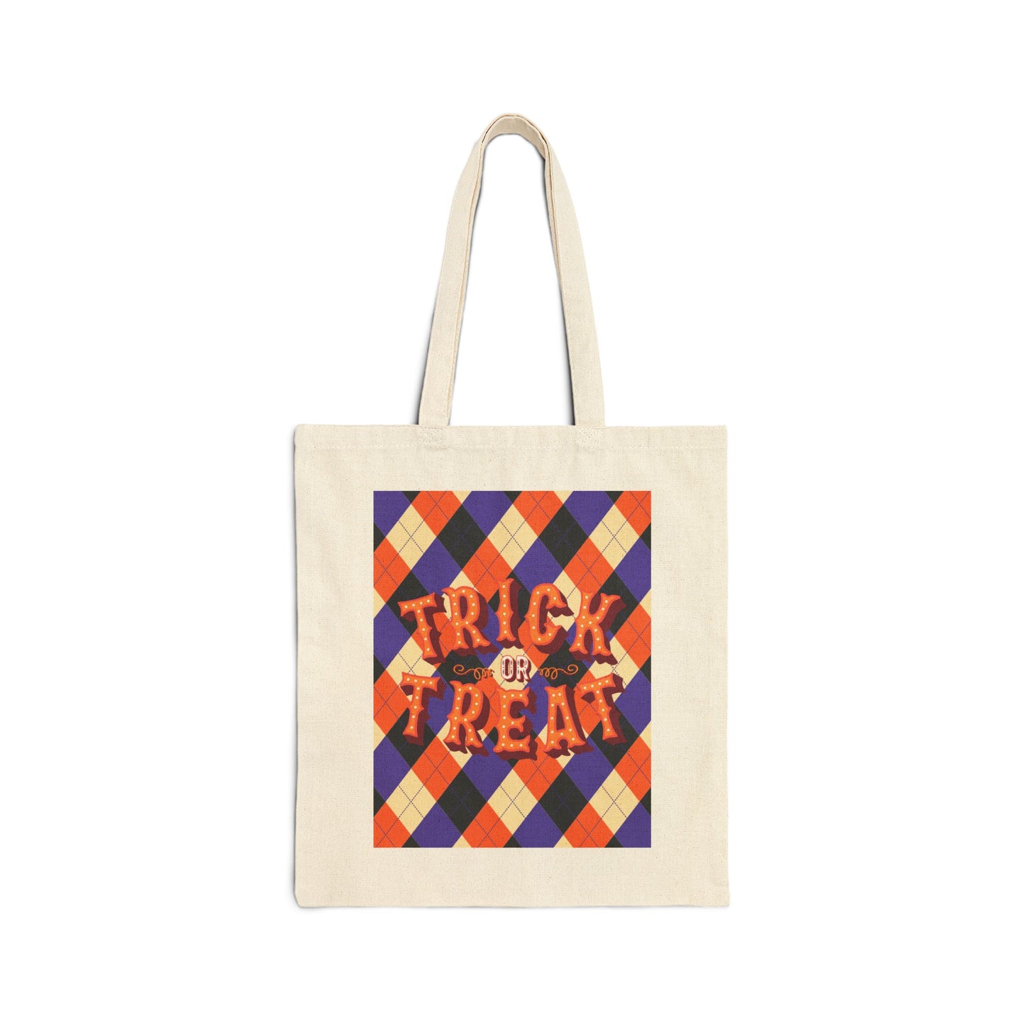 Argyle Circus Trick or Treat Cotton Canvas Tote Bag