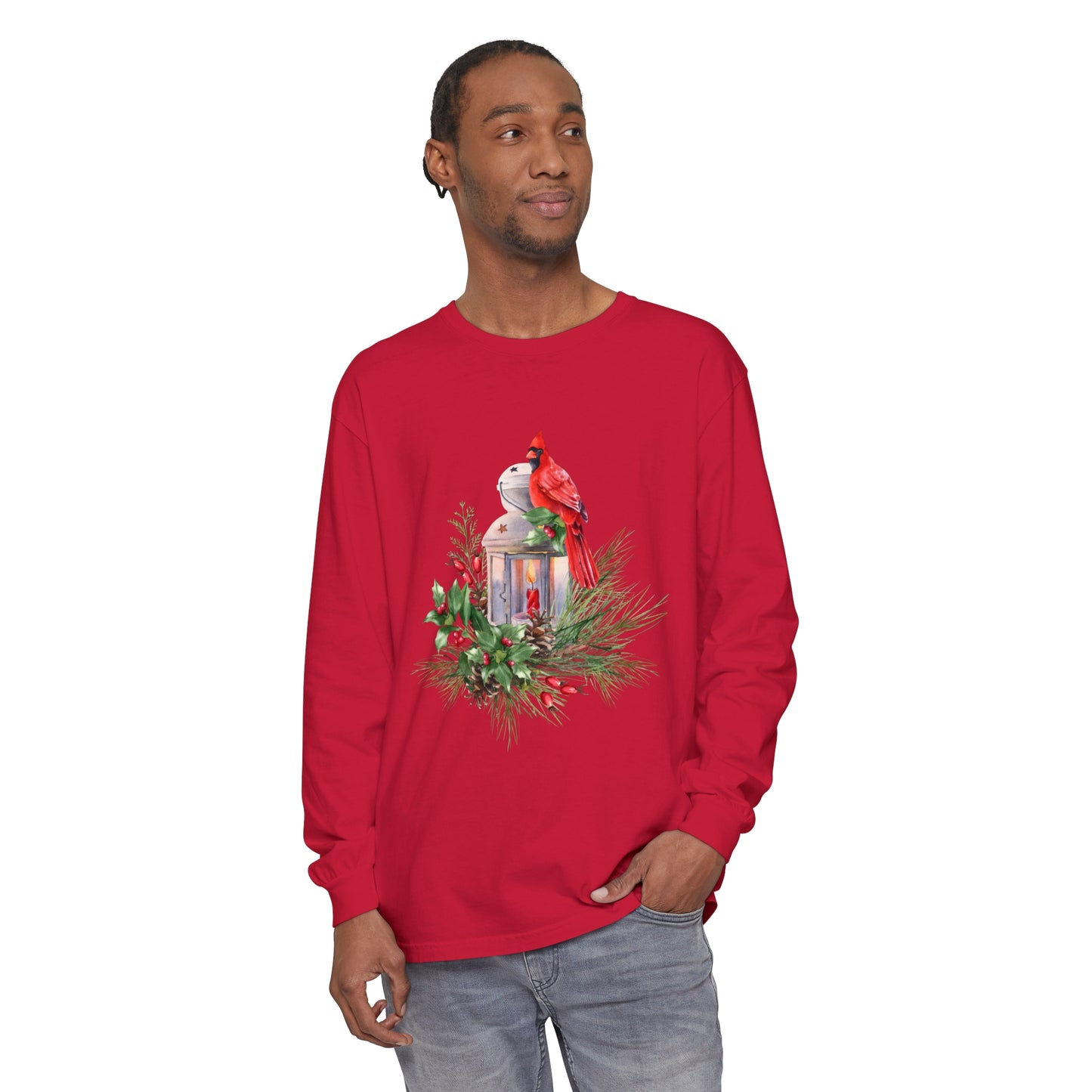 Winter Cardinal Unisex Garment-dyed Long Sleeve T-Shirt