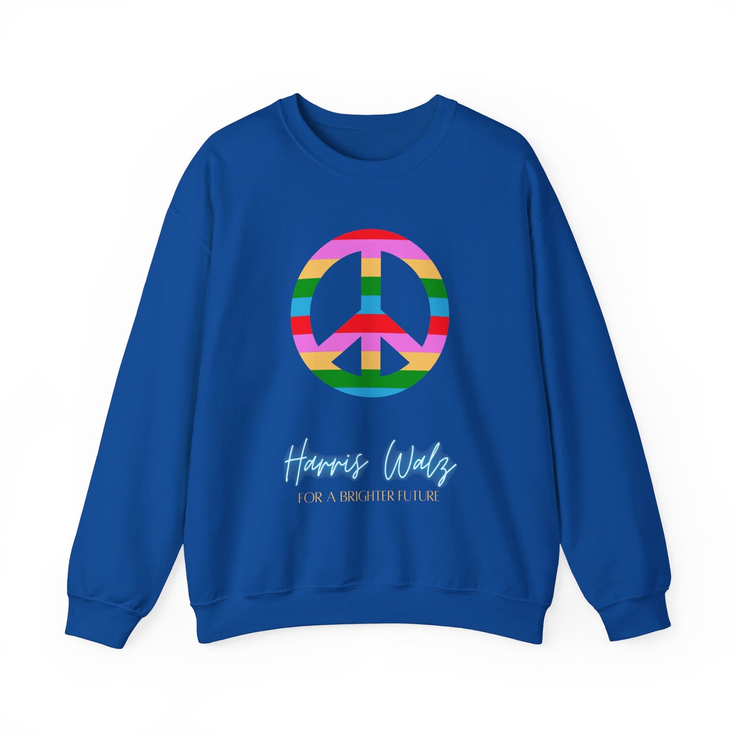 Retro Rainbow Peace Harris Walz Unisex Heavy Blend™ Crewneck Sweatshirt