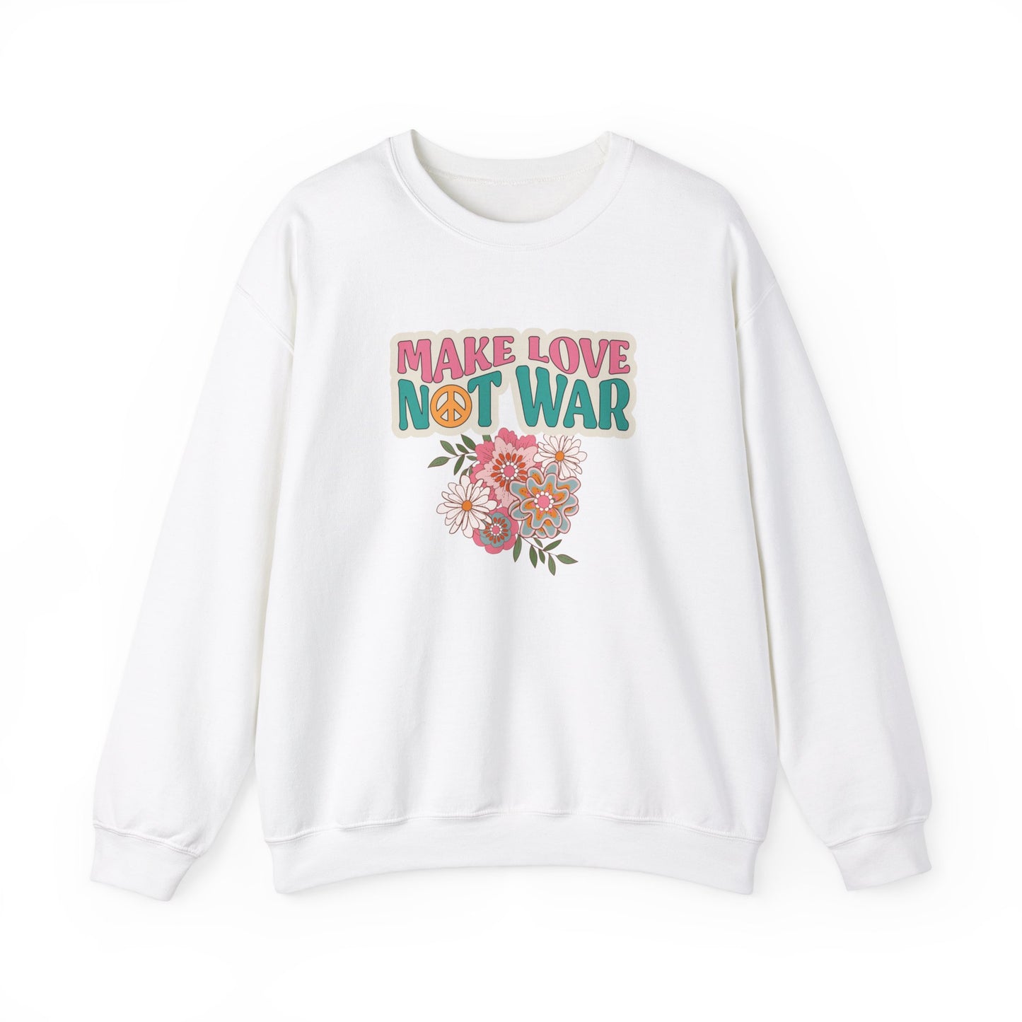 Love Not War Floral Unisex Heavy Blend™ Crewneck Sweatshirt