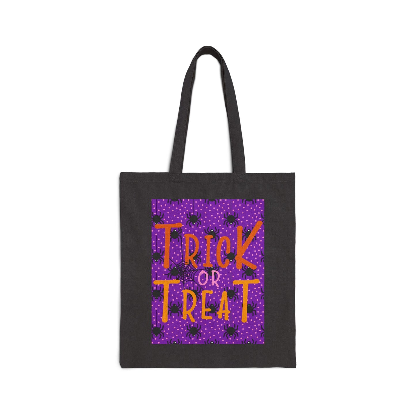 Purple Spiders Trick or Treat Cotton Canvas Tote Bag